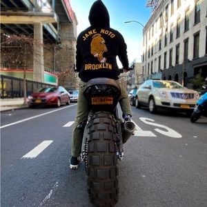 Jane motorcycle Terry cotton heavyweight hoodie